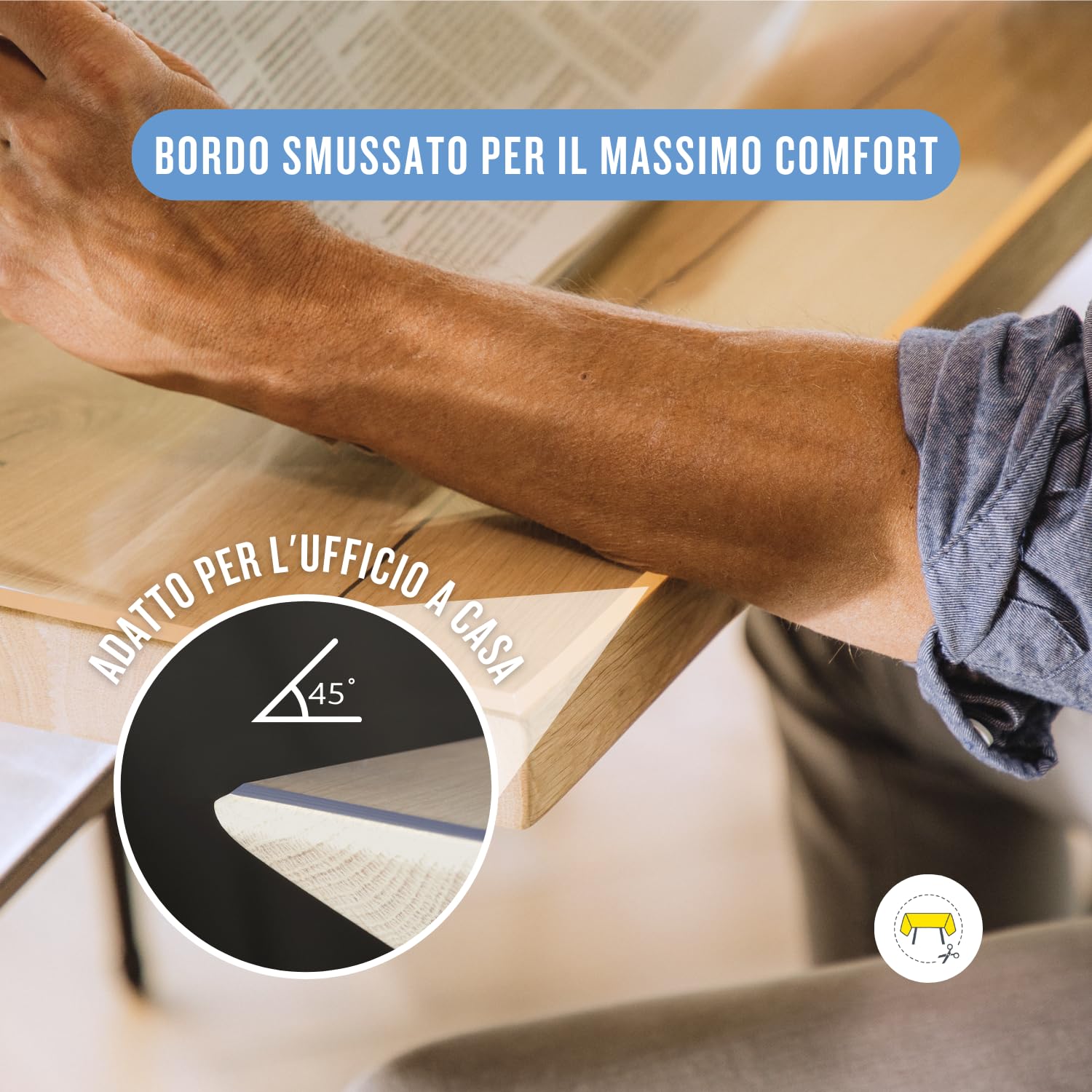 Trente Pellicola per Tavolo Opaca 200x90 cm - 2mm - Protezione Tavolo con Bordi Smussati - Tovaglia Trasparente, Lavabile e Impermeabile - Pellicola Protettiva PVC per Tavoli in Vetro e Laccati