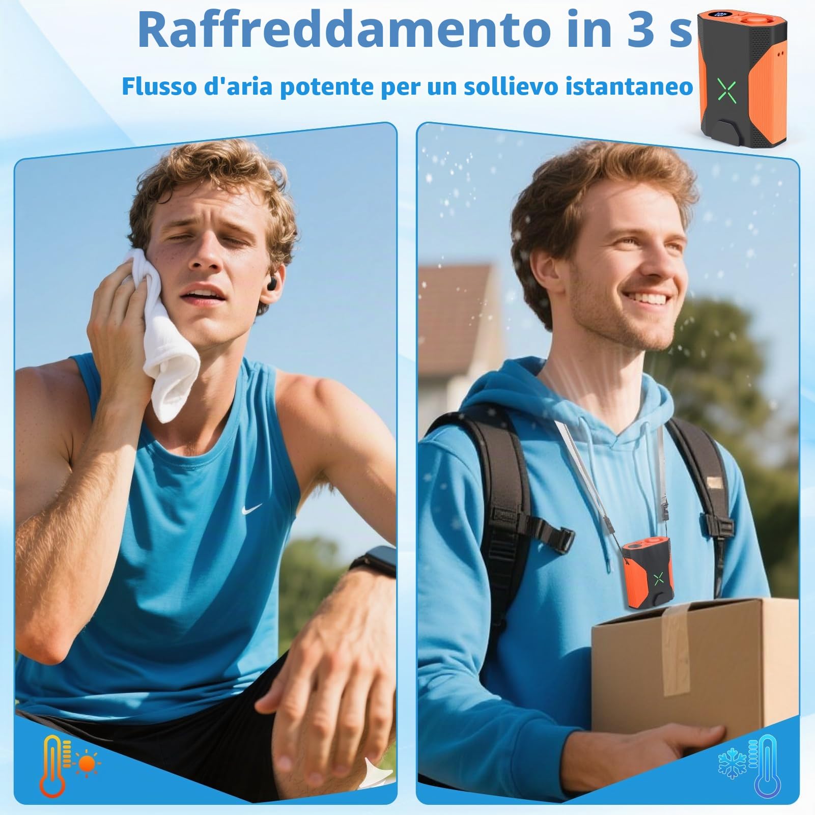 Uplayteck Ventilatore ‌da Cintura, 100 Velocità Regolabili, 165g Progettazione Superleggera, 36.000 RPM ‌Rotazione Ultraveloce, Pratico da Portare, Adatto al Lavoro all'aperto (Arancione)