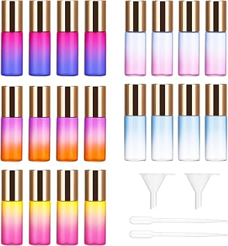 Pack of 20 Glass Roller Bottles Colour Gradient for Essential