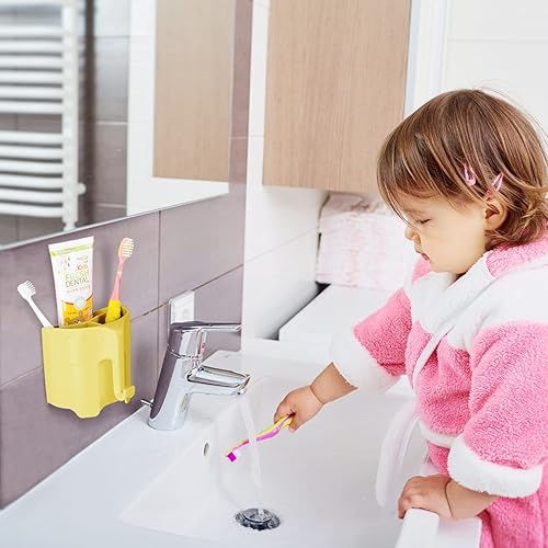 Miniatura 11 de RyanLemon Soporte para cepillo de dientes de elefante para niños pequeños, con ventosa, bonito soporte para cepillos de dientes para niños