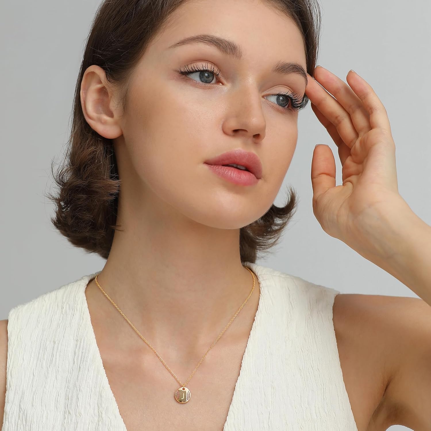 Softball Initial A-Z Necklaces for Women Girls, 14K Gold Plated Letter Disc Pendant Necklace Dainty Valentines Birthday Jewelry Gifts for Her Teen Girls Team Players Coach - Image 3