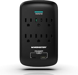 Wall Tap Plug 6-Outlet Extender with Outlet Surge Protector for Home, Travel, Office, Home Appliances, Computers, and Smart Phone Devices â€“ 2 USB Ports, 1200J, and ETL Listed