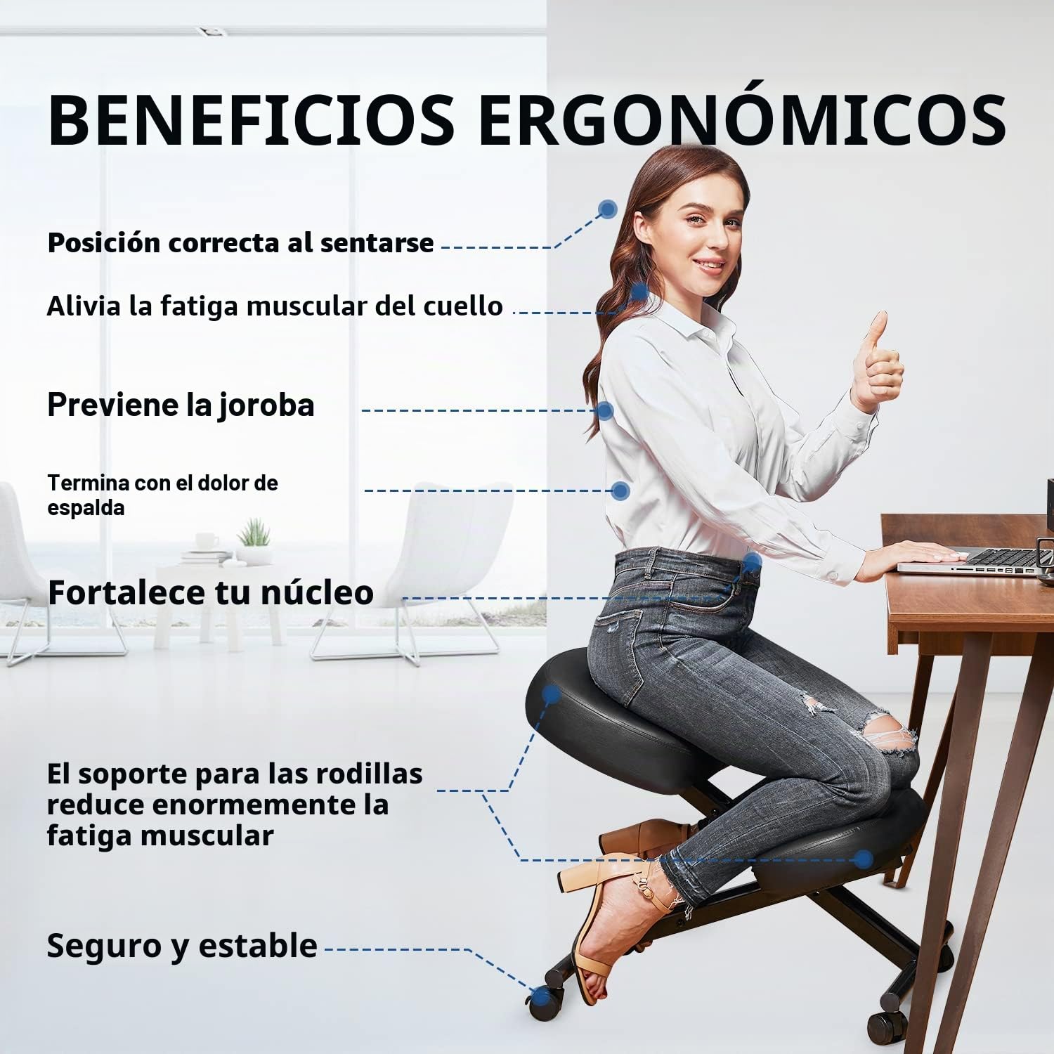 Himimi Silla ergonómica de Rodillas, Taburete para la Rodilla, para Mejorar la Postura, Ajustable, para casa y Oficina