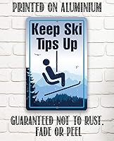 Vista 7 de Vintage Ski Signs - Ski Tips Up - Ski Tin Sign - Use Indoor/Outdoor - Great Ski Lodge Decor, Ski Condo Decor and Mountain Cabin Decor and Gift