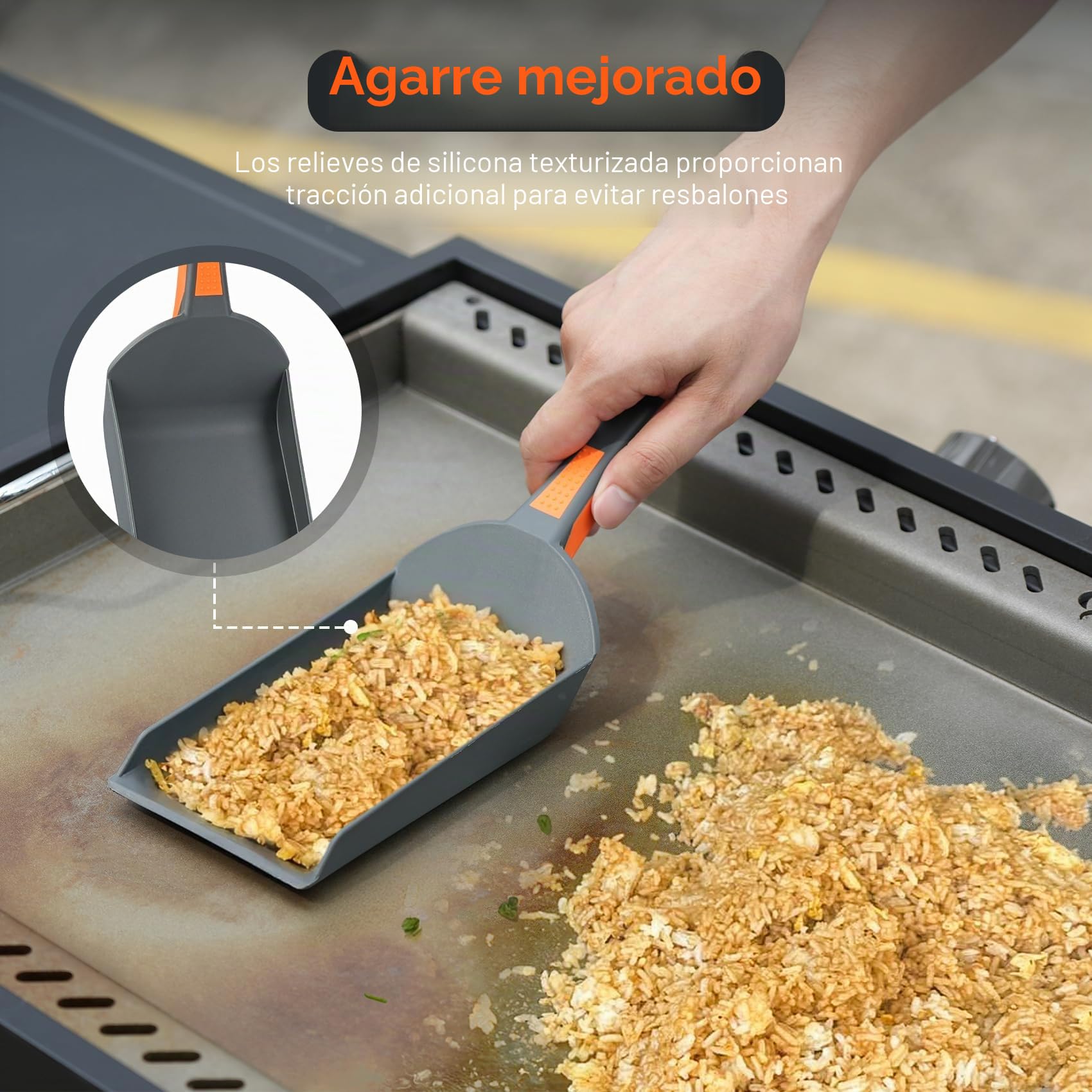 Onlyfire Kits de Utensilios Profesionales de Nylon para Barbacoas, 2 Espátulas para Plancha, Cuchara para Plancha y Pinza de Cocina, Utensilios para Barbacoa y Cocina al Aire Libre