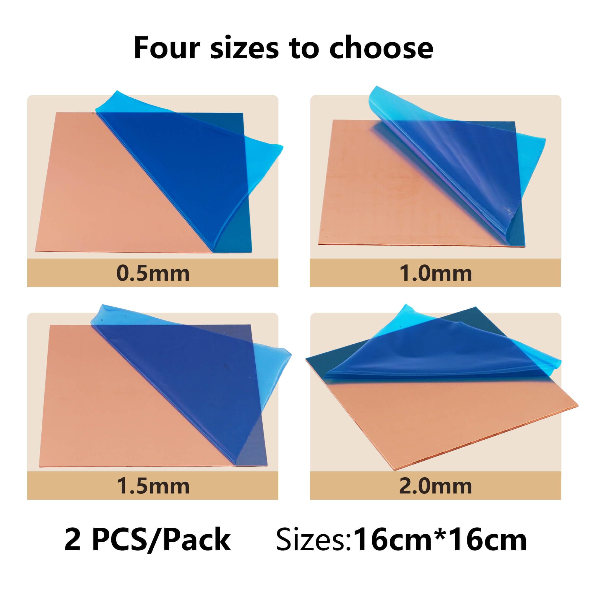 Lamiere Di Rame 99,9% Pure - 2 Pezzi 16x16 Cm | Spessore 0,5mm | Pellicola Protettiva - Foto 8