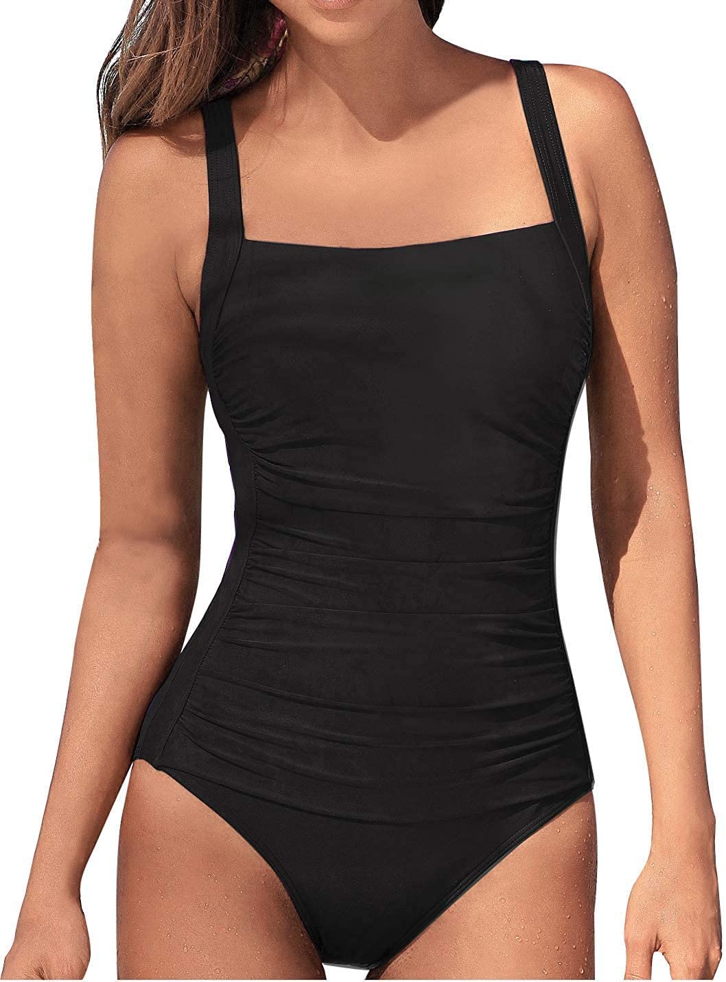 Monokini damski jednoczęściowy strój kąpielowy w stylu vintage, push-up, kontrola brzucha, regulowane ramiączka, seksowny i elegancki styl, na plażę i pływanie