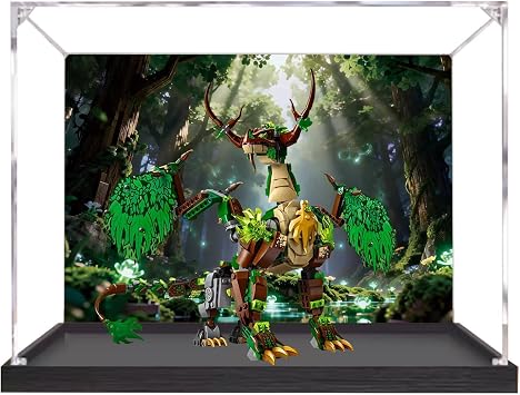Dustproof Clear Acrylic Display Case,Designed for Lego 71859 Life Source Dragon Model Collection Protection Acrylic Dustproof Display Box Model Kit Not Included Black Base+Back spray3mm-B