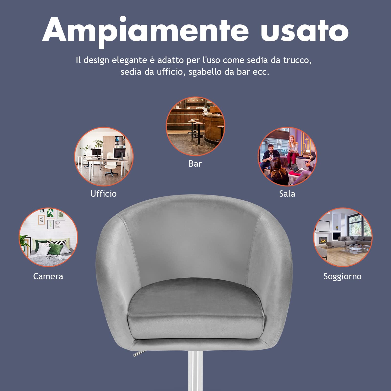 GYMAX Sedia Da Ufficio Vintage In Velluto Verde – Ergonomica Con Schienale E Braccioli In Legno Di Gomma, Girevole E Regolabile In Altezza