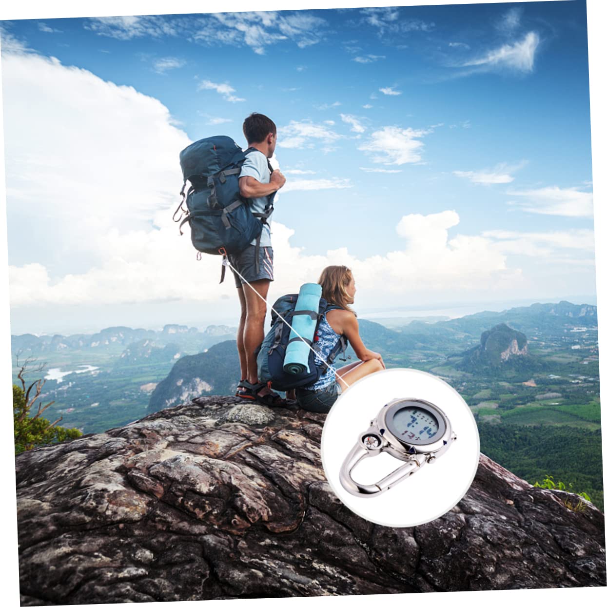 LIFKOME 2stücke Mini Carabiner Uhr Multifunktionale Edelstahl-hängeuhr Für Outdoor-aktivitäten Und Stoßfest Für Rettungsdienst Und Abenteurer Blau