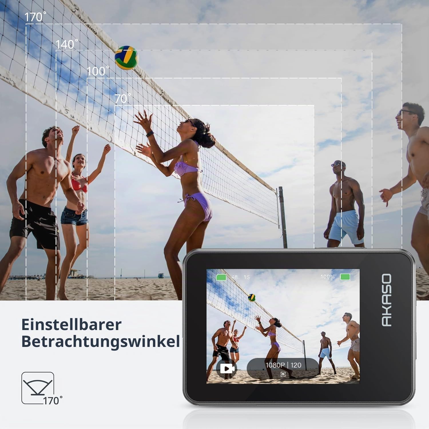 AKASO Action Cam 4K 20MP WiFi Unterwasserkamera IPX8 Wasserdicht Action Kamera EIS 2.0 mit Touchscreen, Zoom, Sprachsteuerung und 2x1350mAh Akkus Kit-Brave 7
