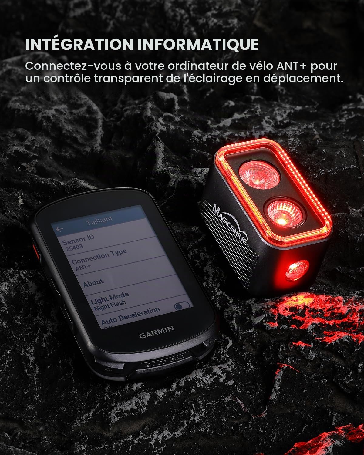 Magicshine Feu arrière de vélo SEEMEE 400, 400 lumens, Vision à 360°, capteur de freinage Intelligent, étanche IPX6, idéal pour Les Sorties Nocturnes