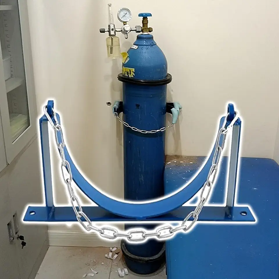 1 suporte de cilindro de oxigênio - suporte de parede para tanques de 40 l - rack de armazenamento seguro para casa, clínicas e oficinas (1 garrafa - 35 cm)