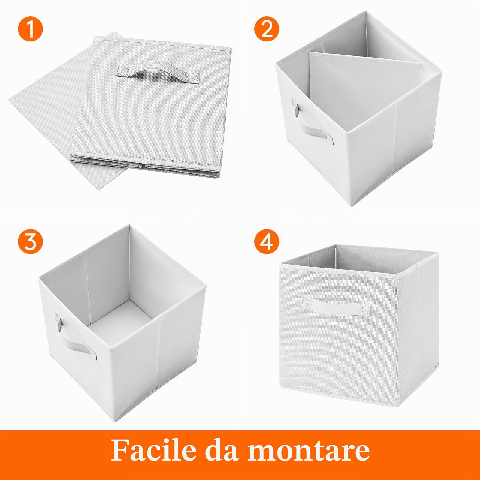 Lifewit Set di 10 Cubi Portaoggetti Pieghevoli, Cesti Portaoggetti in Tessuto, Scatole Portaoggetti con Manici, Scatole per Armadio, Vestiti, Giocattoli, 26,5 x 26,5 x 28 cm, 18 L, Bianco