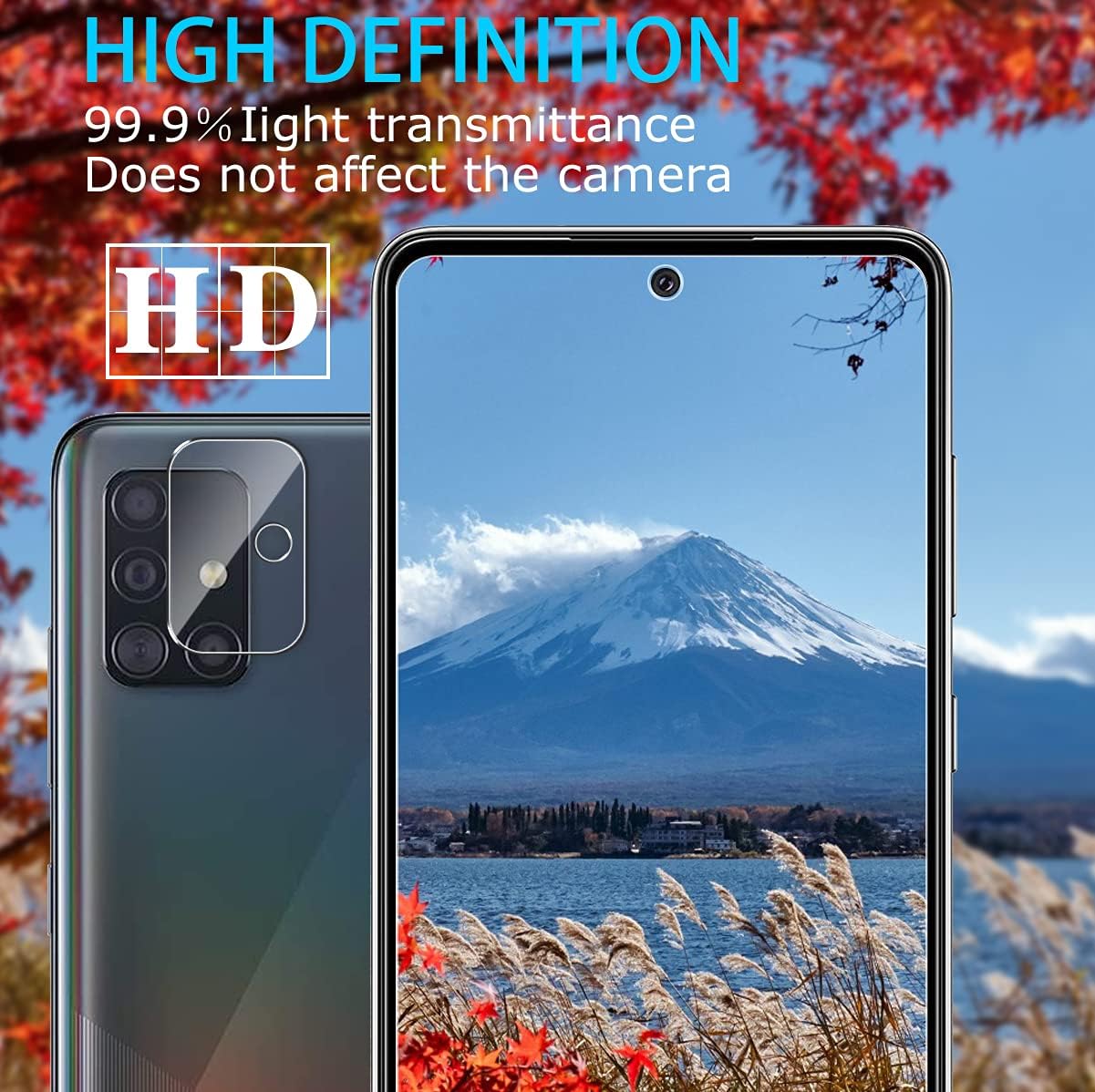 [2+2 Pack] for Samsung Galaxy A71 5G/4G Screen Protector and Camera Lens Protector,9H Hardness Tempered Glass Film ,with 2.5D Edge Protection,HD Clear [Anti-Scratch] [Bubble Free] Easy Installation