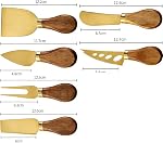 6 Piece Cheese Knives Set with Wooden Handle, Mini Steel Stainless Cheese Knife Set for Charcuterie anCheese Spread, Perfect for Cheese Slicer and Butter Cutter (Acacia Wood-Gold Box)
