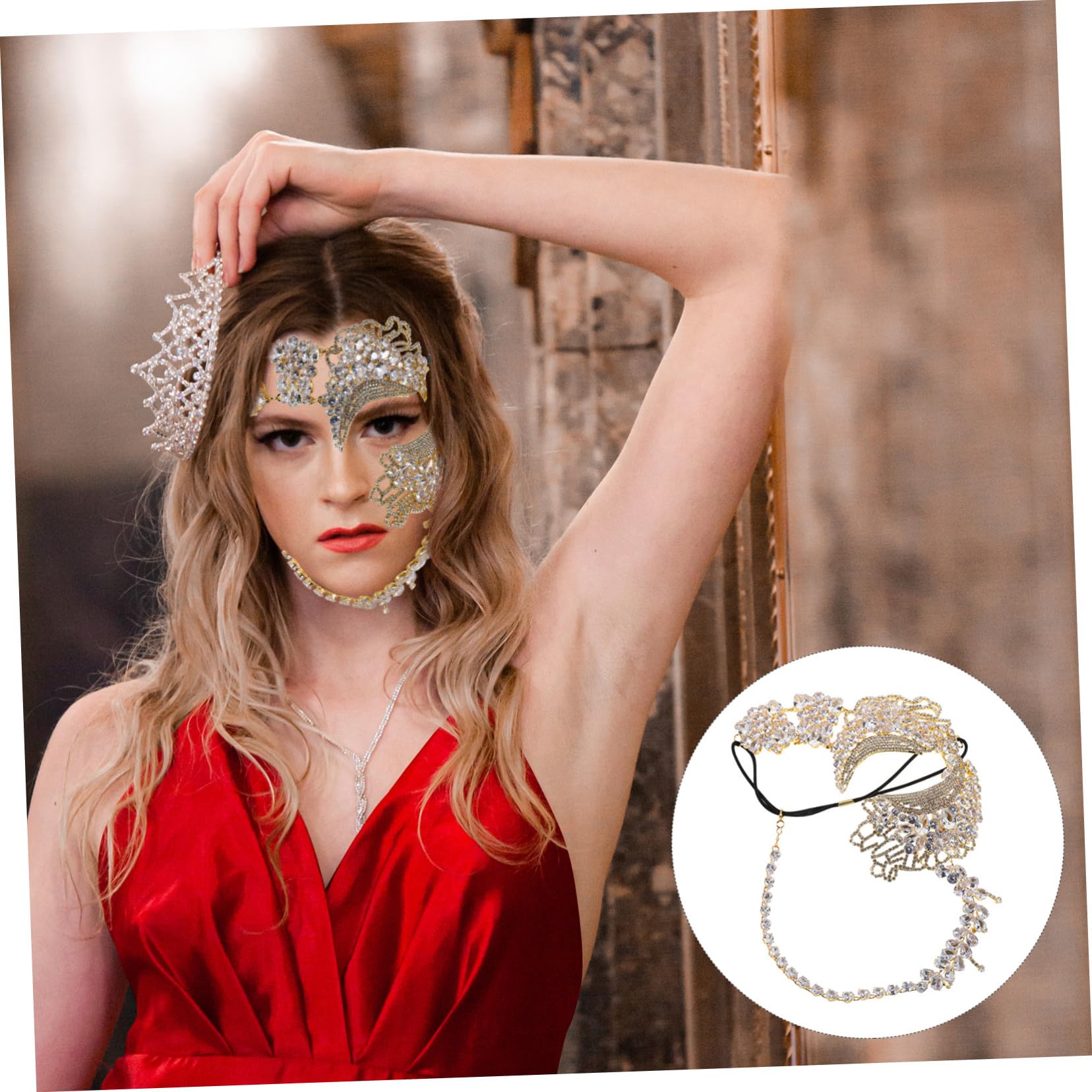 GALPADA Masque de Bal Masquerade Brillant Facette Masque Vénitien Élégant avec Bande Élastique Ajustable Accessoire pour Soirées Halloween Mardi Gras et Prom