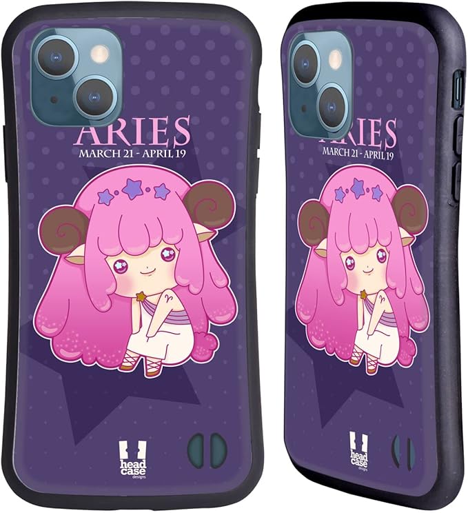 Head Case Designs Aries Kawaii Zodiac Signs Hybrid Case Compatible with Apple iPhone 13