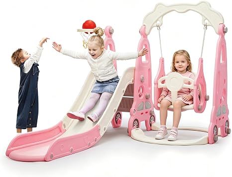 NYEEKOY 4 in 1 Slide Swing Set and Kids Slide for 3+