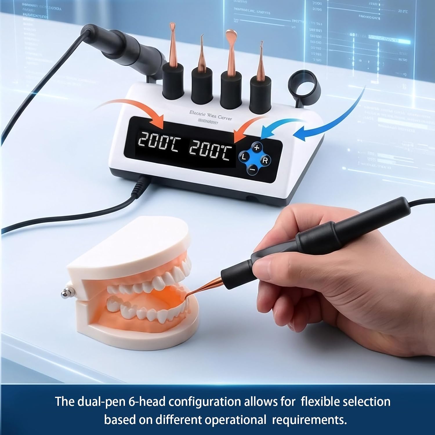 Dental Lab Digital Electric Wax Carver Carving Tools with Carver Pen for Melting Wax Twin-pen Wax Heater