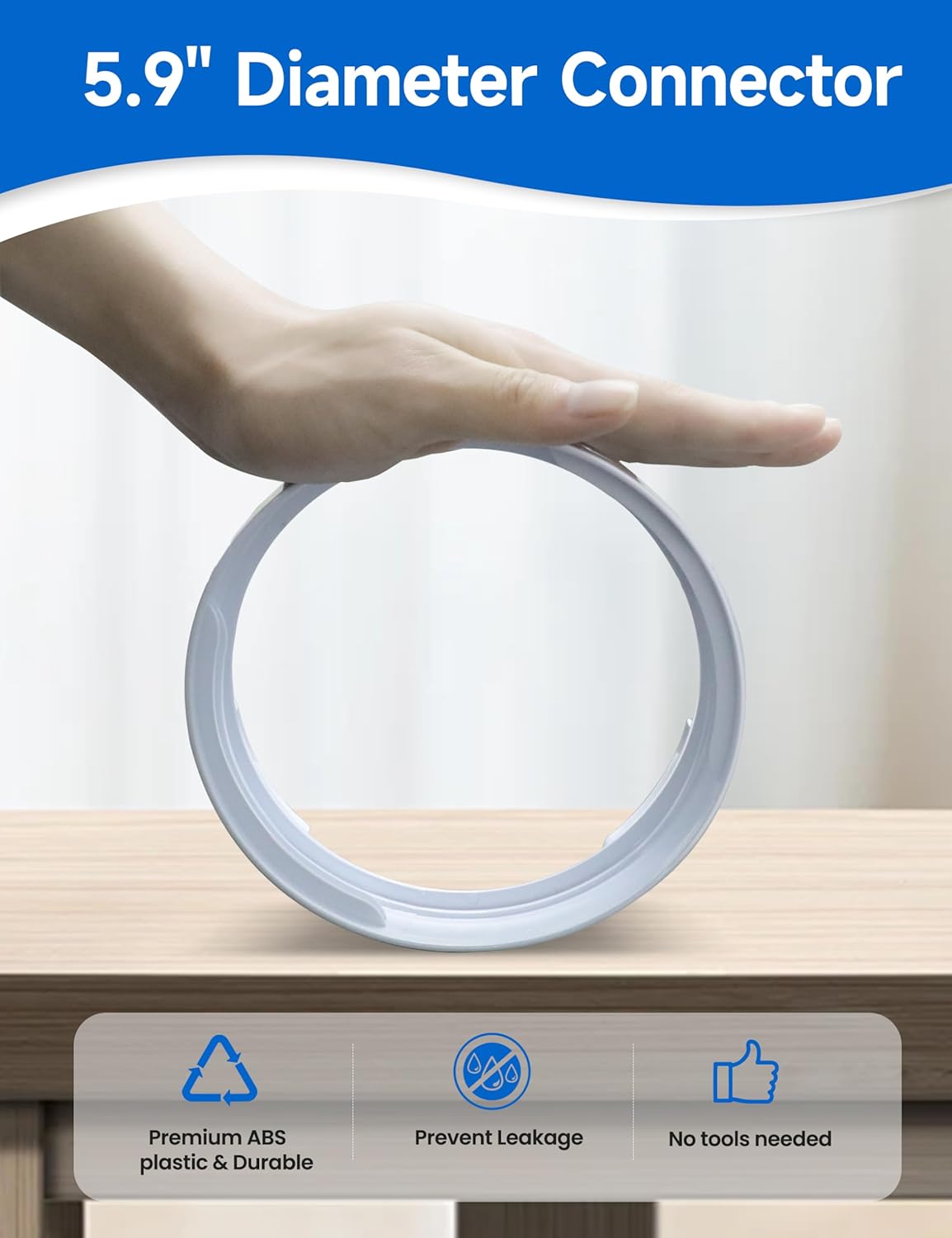 Flexible Portable Air Conditioner Hose Kit, 5.9'' Diameter Counterclockwise AC Exhaust Hose Length to 80" with Adapter, Portable AC Vent Hose for Portable Air Conditioner