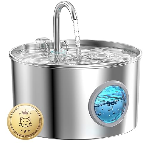 Cat Water Fountain Stainless Steel: 74oz/2.2L Cat Fountain for Drinking