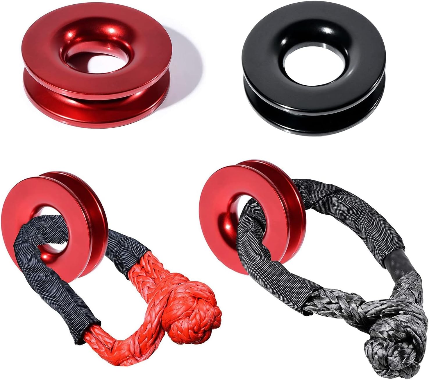 Winch Soft Shackle Recovery Kits for Off-Road On-Road SUV Towing Truck Trailer Snatch-Ring 41 000lbs Winch Rope Snatch Soft Shackle for Synthetic Rope Large Recovery