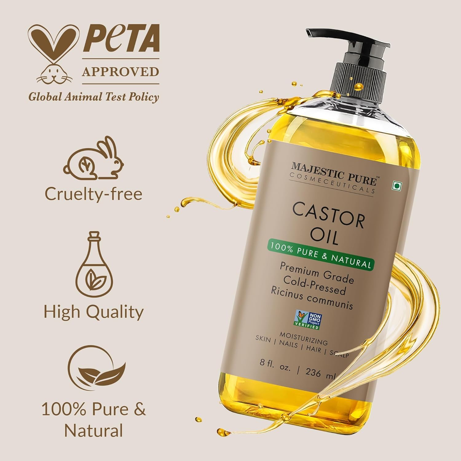 Majestic Pure Castor Oil, 236 ml (Pack of 1) - Image 4