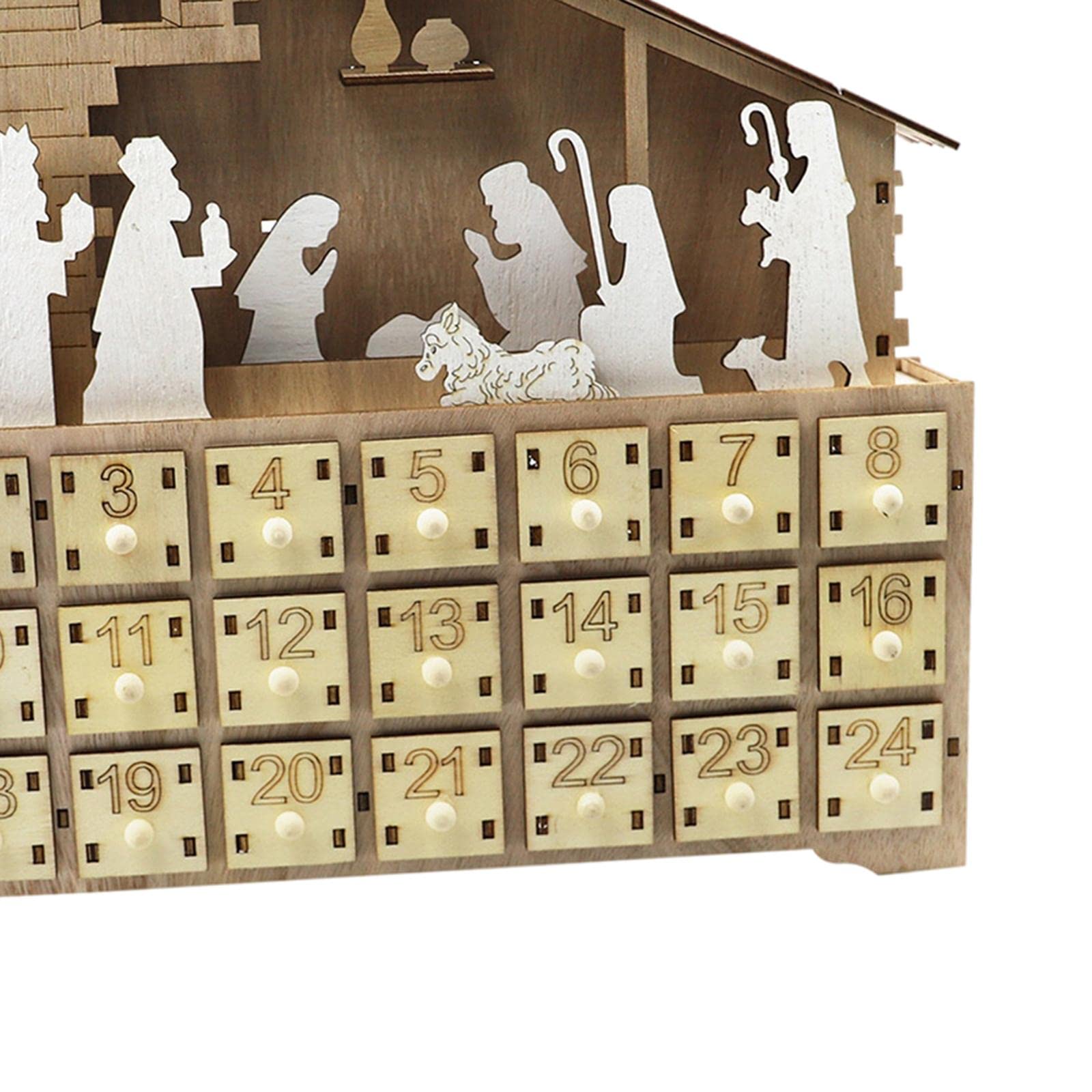 Juego de 2 calendarios de Adviento de Navidad con 24 cajones, decoración de calendario de cuenta regresiva