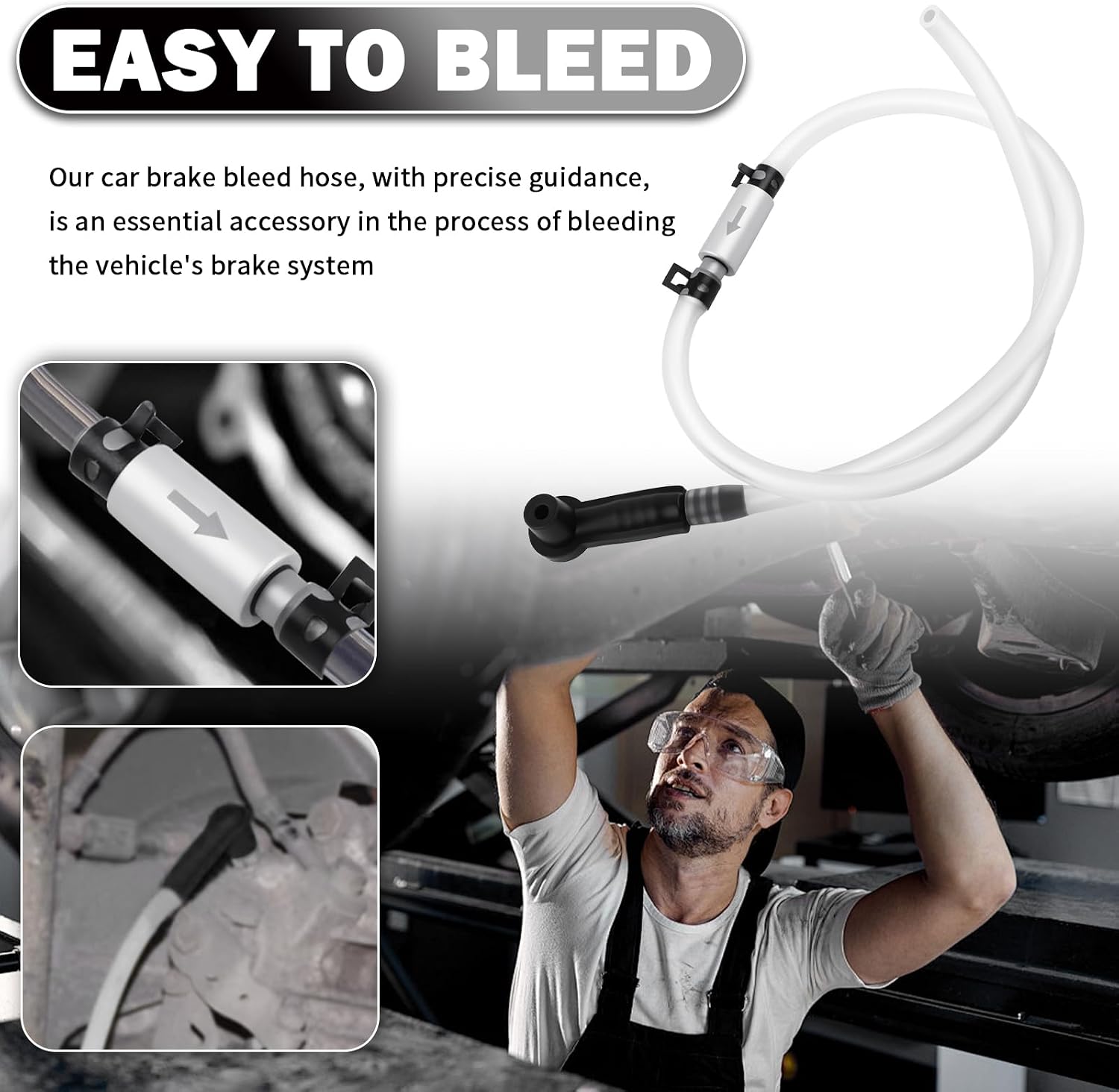 Car Hydraulic Brake Bleeder Hose One Way Check Valve with Clamp/Brake Bleeder Adapter,Soft Cars Brakes Bleed Hose for Car/Motorcycle Bleeders Work,Translucent Brakes Bleeding Hoses
