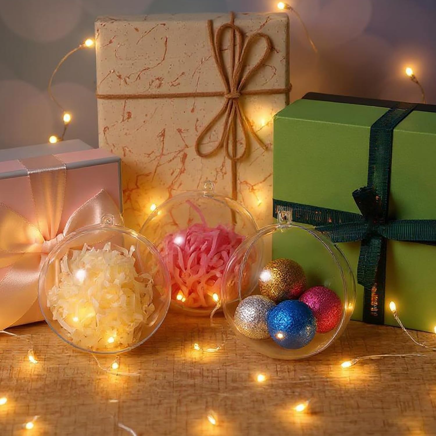 25 Clear Fillable Ornaments Balls- 80mm/3.15" Transparent Plastic Thickened Spherical Assembled Craft, for Christmas Tree Decor, and Festive Days Home Party(8cm)