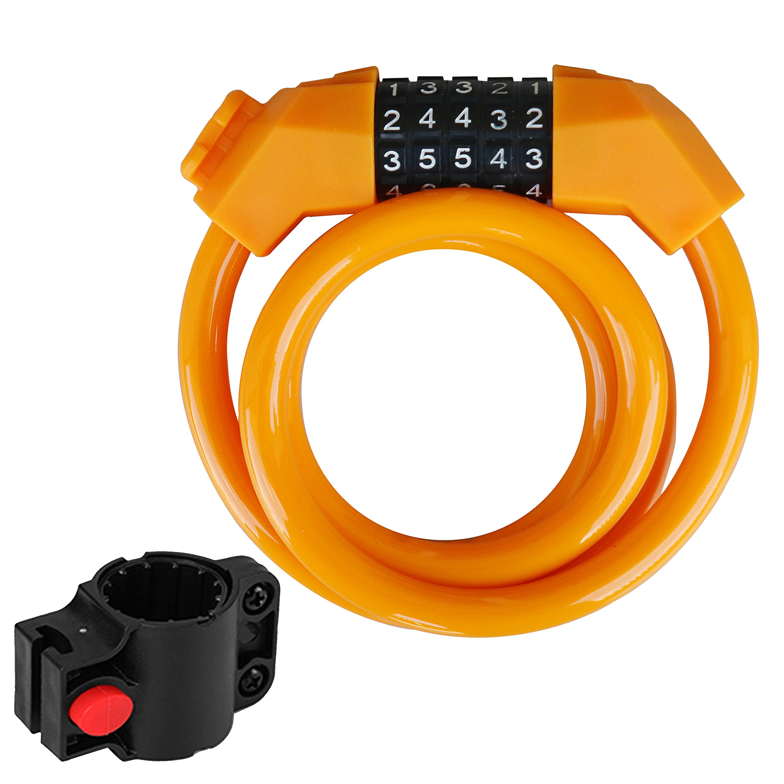 NIKAVI M3 Bicycle Lock Bicycle Five -Digit Code Lock Mountain Bike Color Wire Lock Security Anti-Theft (Orange)