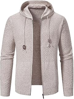 Mens Zip Up Sweater Men Sweater Oversized Men Coat Hooded Cardigan Mens Wool Sweater Dress Sweater for Men Fall 2023 - MFJESEAA