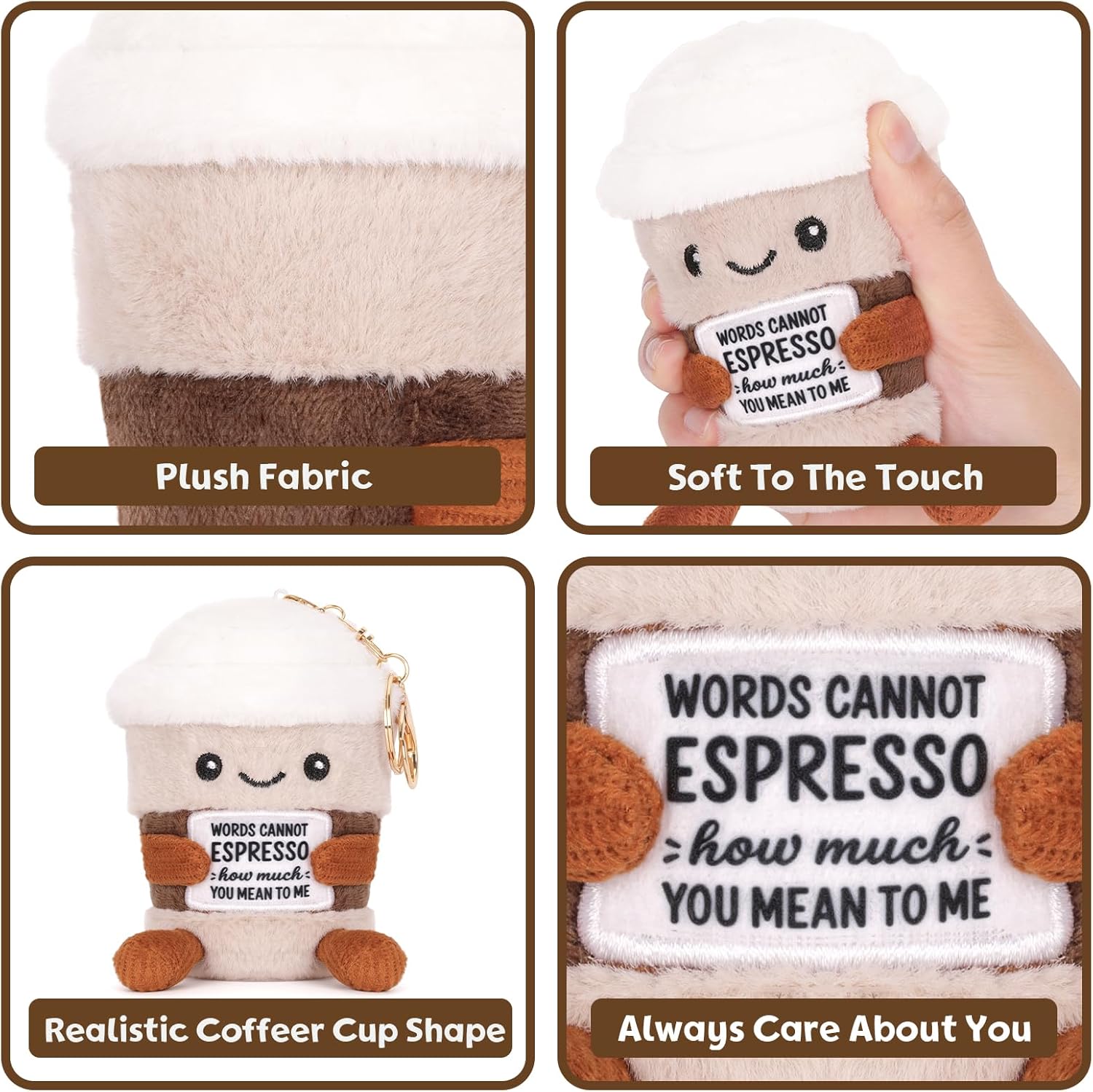Positive Coffee Plush, 4.3 inches Espresso Cup Stuffed Toy - Drink Plush for Coffee Lovers