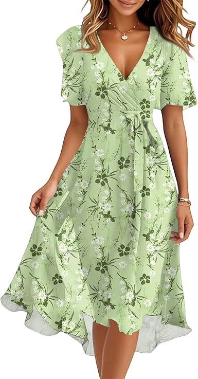 Spring Summer Chiffon Midi Dresses for Women 2025 Elegant Classy Wedding Guest Floral Formal Cocktail Prom Dress