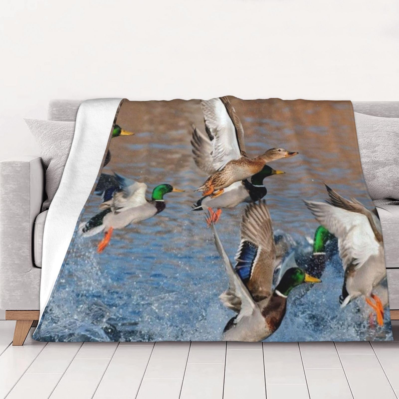 Couverture canards colverts en flanelle douce 125x100 cm