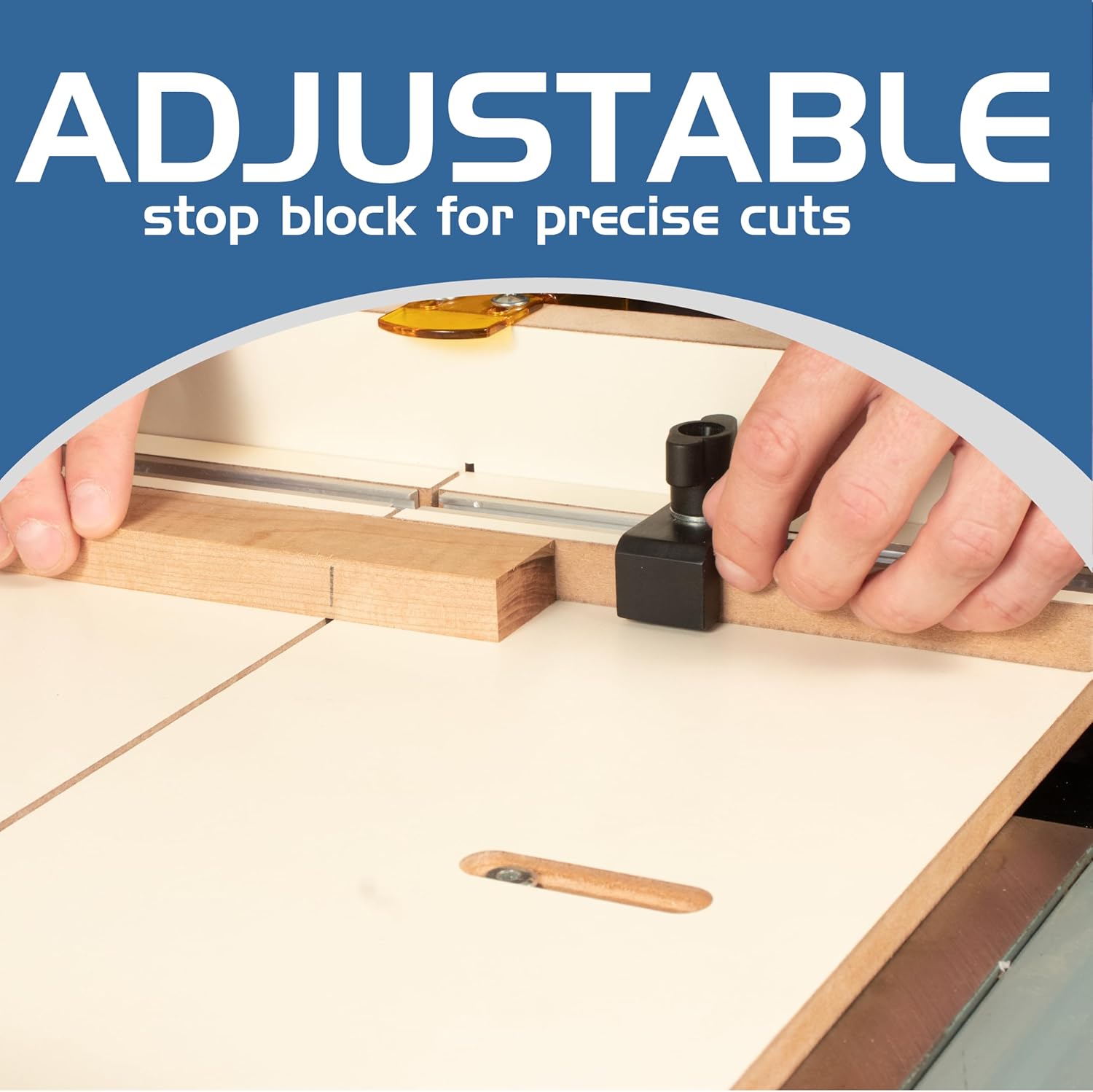 Fulton MDF Crosscut Sled for Table Saw | Precise Cuts Woodworking Jig | Aluminum Miter Slot Runners | Adjustable Stop & Transparent Guard | Cut Accurate Miters