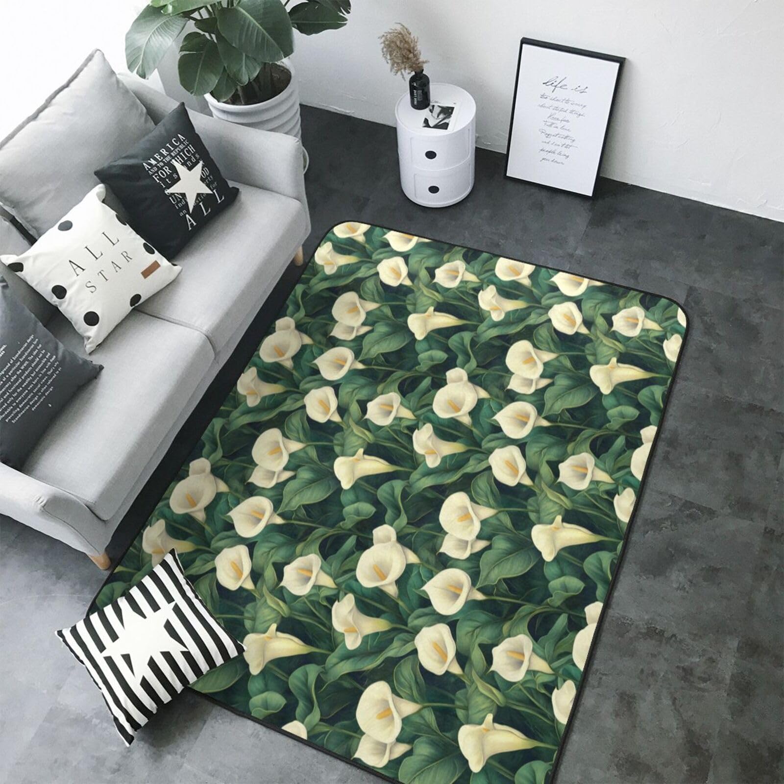 Grand tapis pour chambre à coucher doux antidérapant 123 x 177 cm