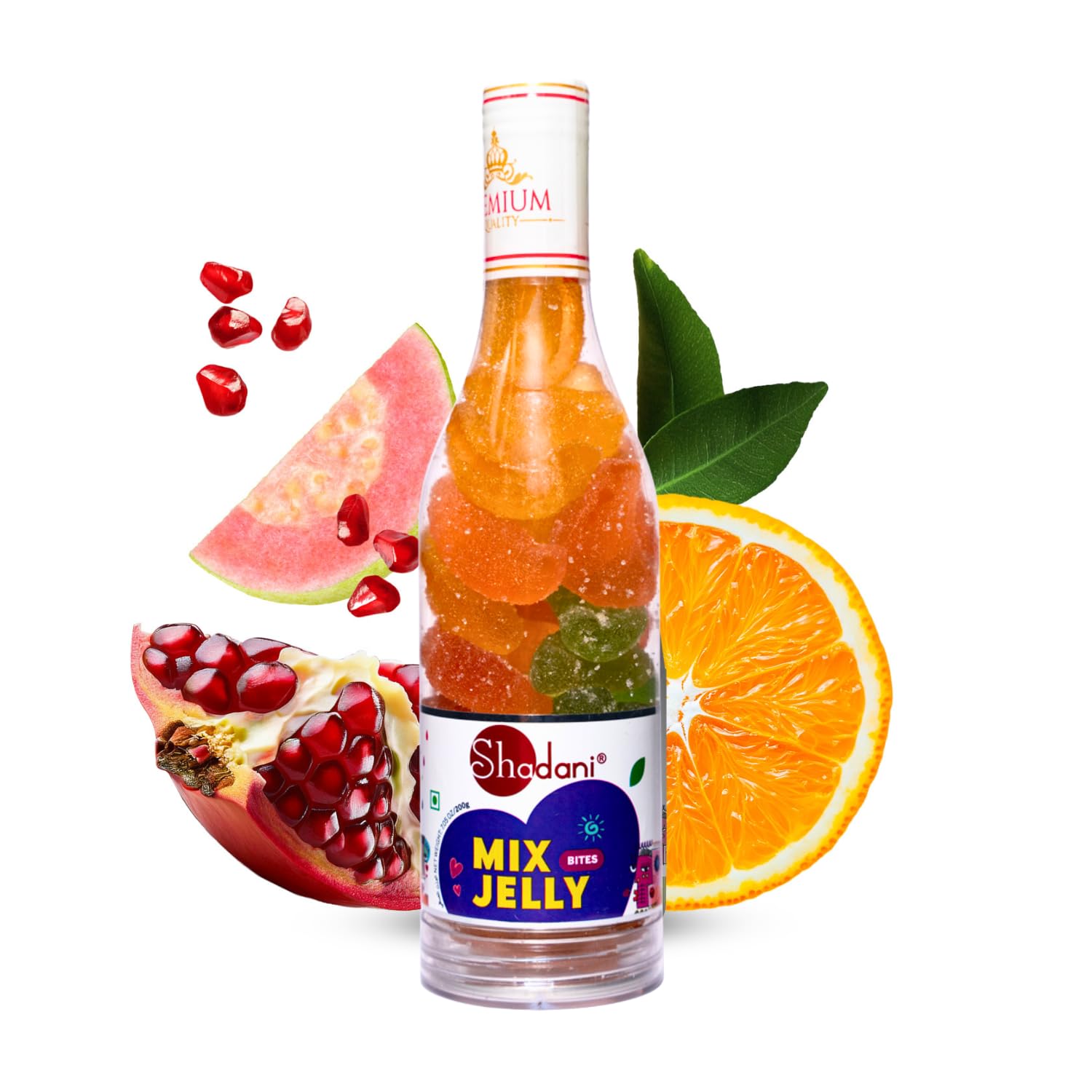 Shadani Mix Fruit Jelly Premium Can (200g) | Soft & Chewy Jellies Candy | Premium Champagne Bottle | Assorted Chewy Fruit Jellies | Orange, Litchi, Kacha Aam, Strawberry Flavours | Gift & Party Dessert