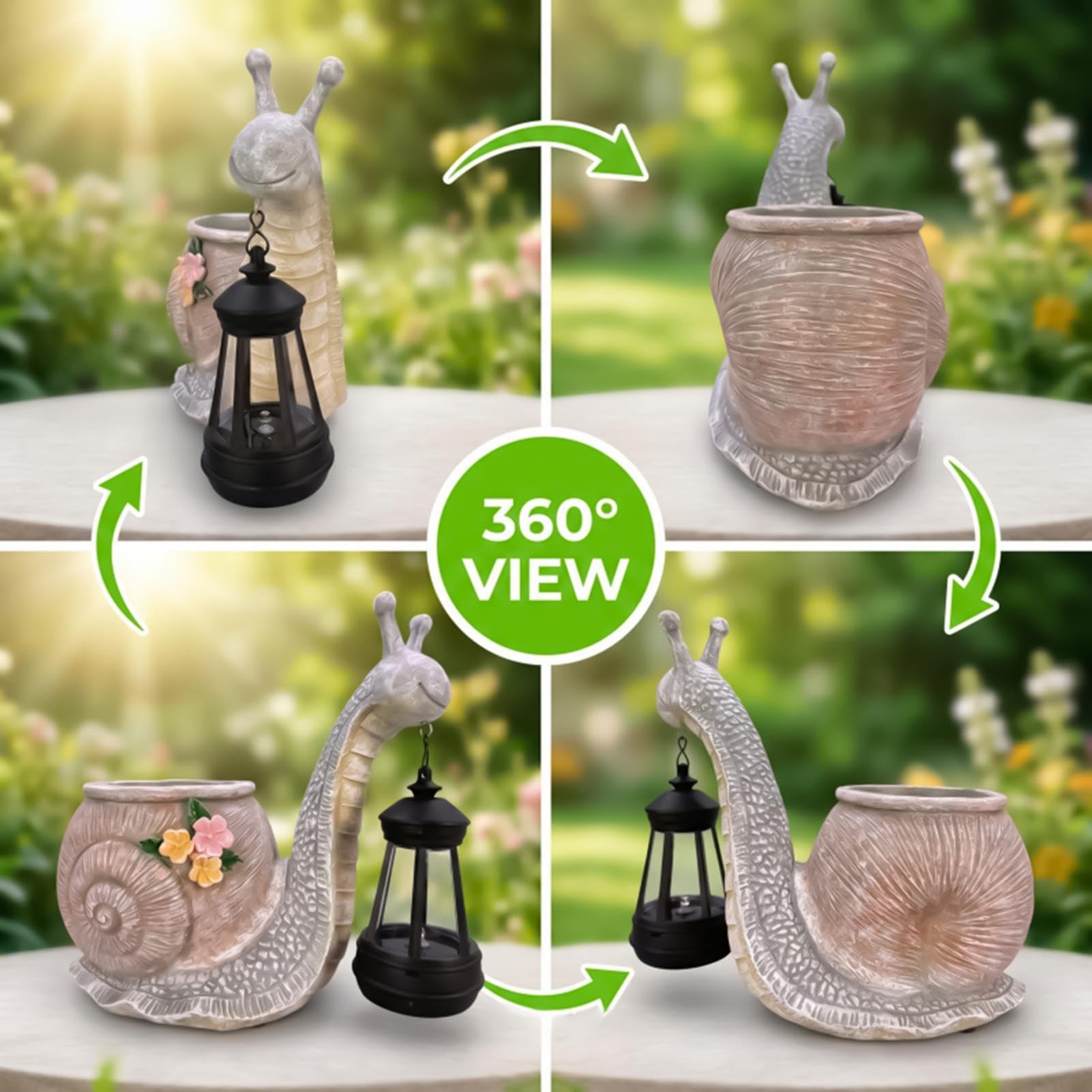 Generico Fioriera Solare lumacas, Vaso Decorativo in Resinas | Vaso da Giardino con Design a , Fioriera Decorativa Alimentata a Energia Solare per Cortili Sentieri e Terrazze