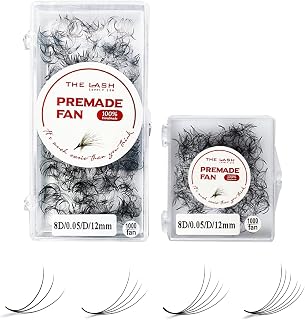 THE LASH SUPPLY 1000fans 3D 4D 5D 6D 7D 8D 10D 12D 14D Wispy Premade Fan Eyelashes, C/CC/D Curl, 8-20mm Length, 0.03/0.05/0.07 Thickness, Promade Loose Eyelash Extension Fans, Mixed Length Pack