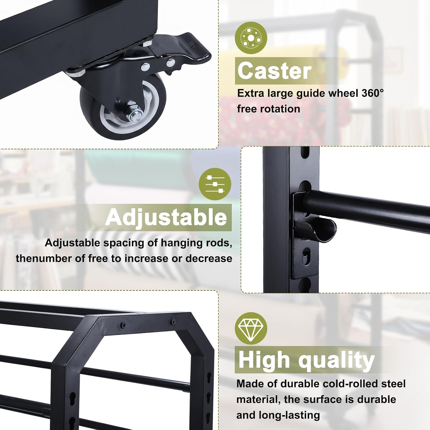 12 Rod Commercial Fabric Roll Storage Rack, Double Side Commercial Fabric Roll Storage Rack with Wheels, Textile Organizer Holder for Leather Curtain Studio Wallpaper
