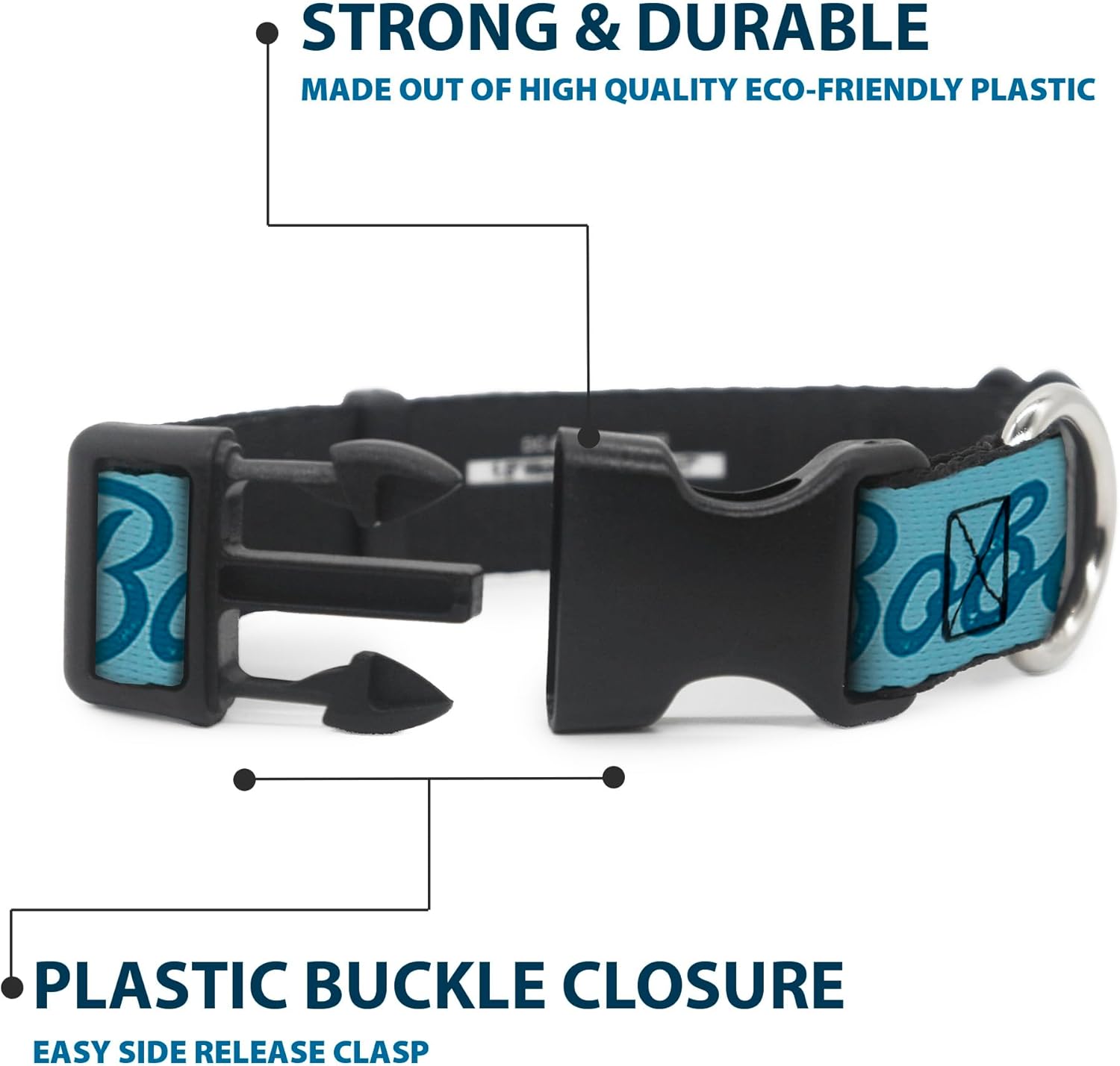 Star Wars Pet Collar, Dog Collar Plastic Buckle, Star Wars Boba Fett Script and Logo Blues Red, 16 to 23 Inches 1.5 Inch Wide