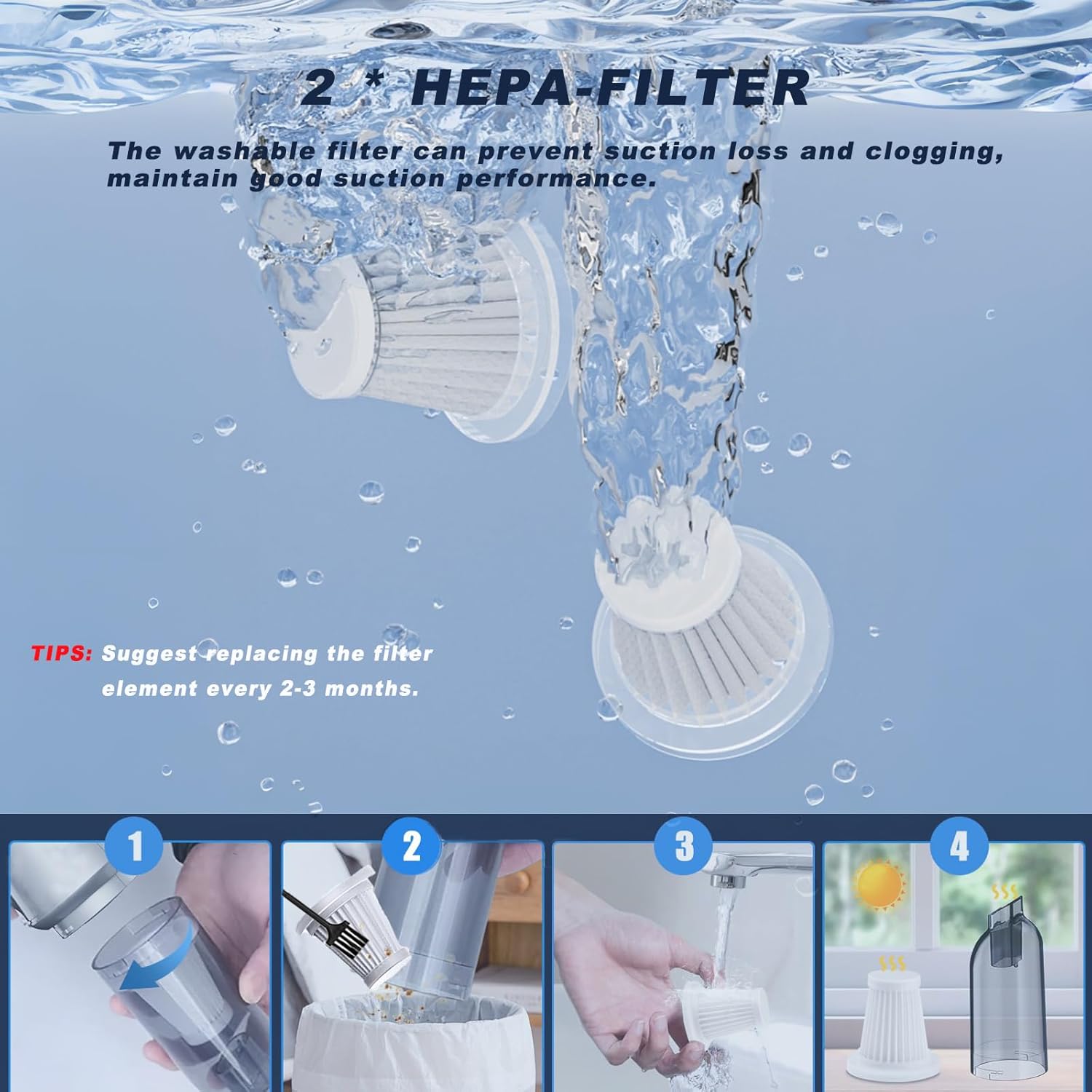 Car Vacuum Cleaner Cordless Foldable, 21000PA Mini Portable Handheld Vacuum, 4 in 1 Compressed Air Duster & Air Blower & Vacuum Cleaner & Inflation with Brushless Motor for Car, Home, Office Black