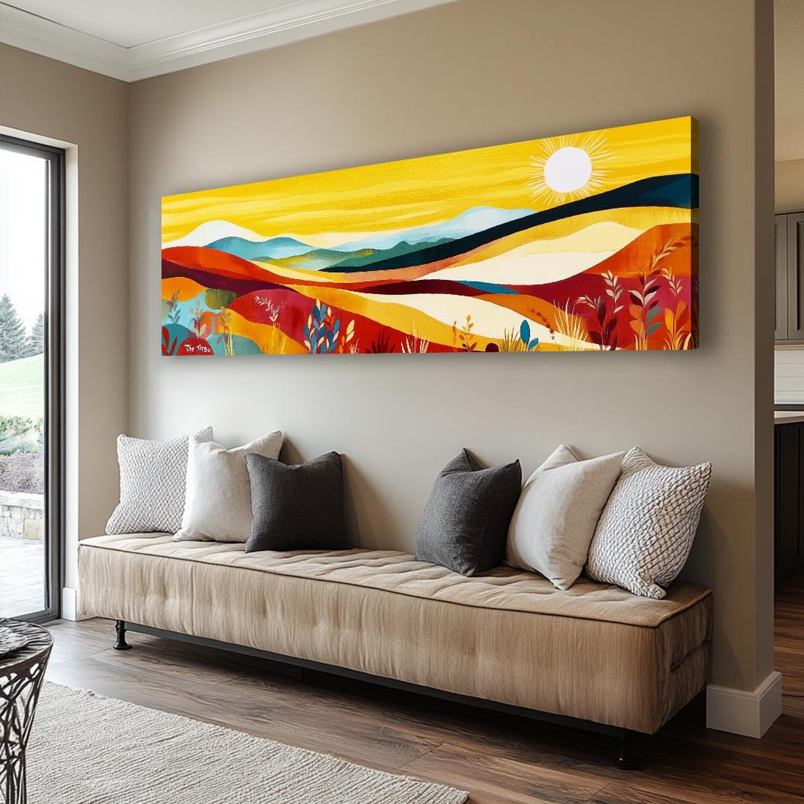 XBTYKPB Long Horizontal Wall Art, Narrow Horizontal Art, Nature Mountain Canvas Art prints, Tall Thin Canvas wall art, Posters(60x180cm/Frameless)