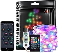 Vista 11 de WS2812B - Guirnalda de luces inteligentes de 33 pies, USB, Bluetooth, con temporizador y control remoto, sincronización de música, modos divertidos