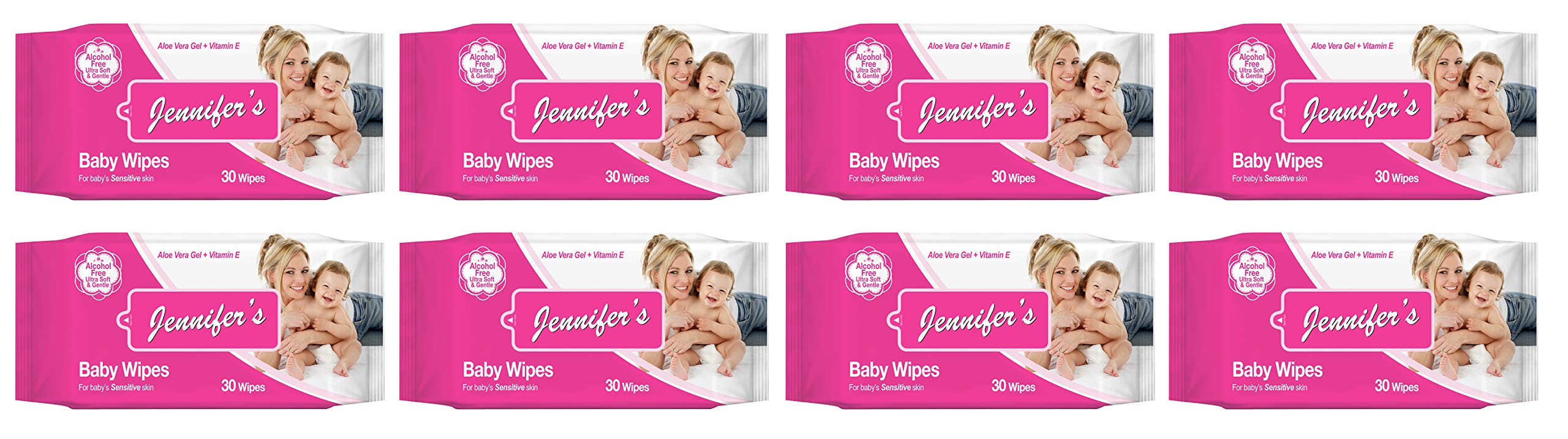 Jennifer'S Baby Wipes 30 Pieces Per Pack, Pack Of 8