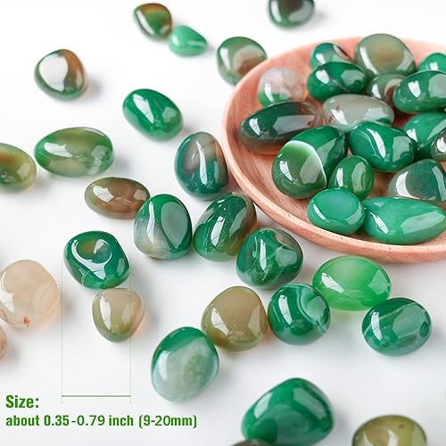 Miniatura 2 de Halatool Green Pebbles - Bolsa a granel de 6 libras de 0.35 a 0.6 pulgadas, piedra pulida decorativa para acuario, grava decorativa y pulida,
