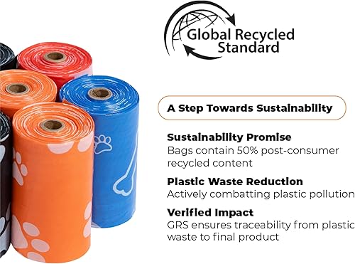 Vista 188 de Best Pet Supplies - Bolsas para limpieza de excremento de perro, rollo de repuesto, uso en exteriores, a prueba de fugas y desgarros, plástico