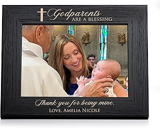 Lifetime Creations Engraved Personalized Godparent Picture Frame (5" x 7" Landscape) (Black): Personalized Godparents Gift, Gift for Godmother Godfather, Made in USA